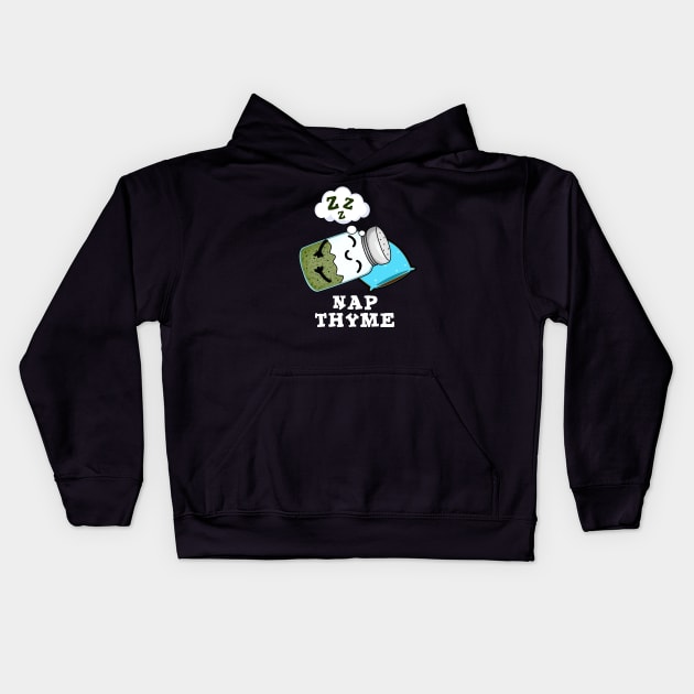 Nap Thyme Cute Sleeping Herb Pun Kids Hoodie by punnybone